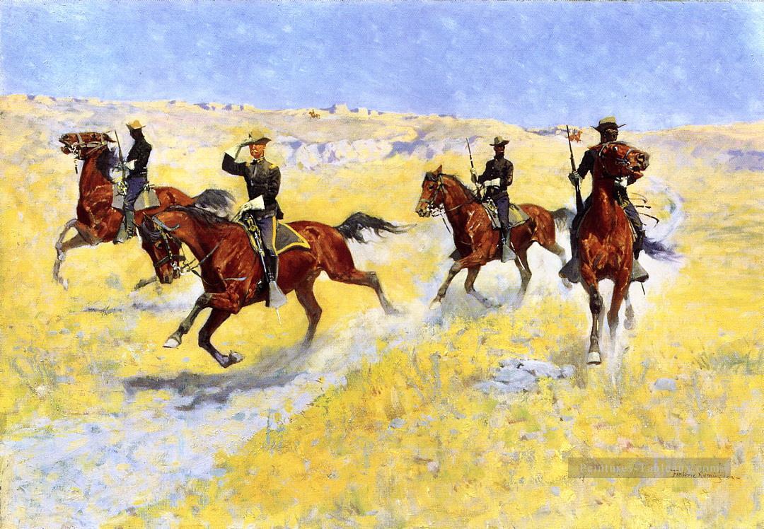 l’avance 1898 Frederic Remington Indiana cow boy Peintures à l'huile